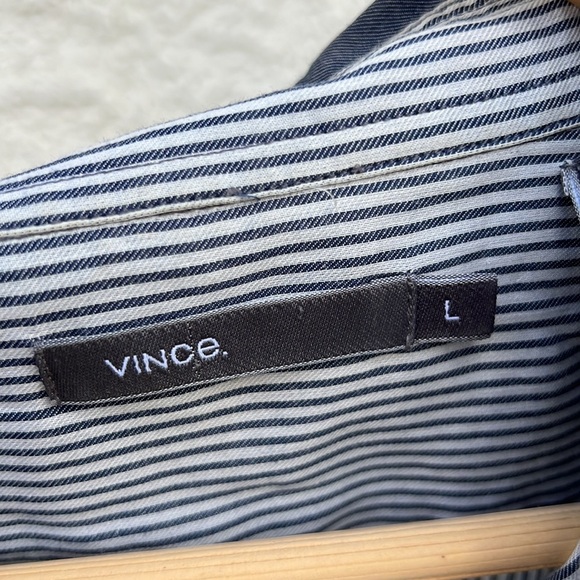 Vince Men's Chambray Stripe Button up Casual Shirt Size L - Picture 5 of 9